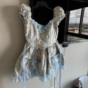 Sugar Thrillz Tea and Circumstance Brocade Mini Dress